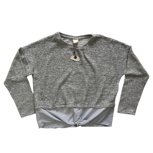 Zara Girls Casual Collection Heather Gray Fleece Shirt w/Layered Faux Blouse - Picture 1 of 9